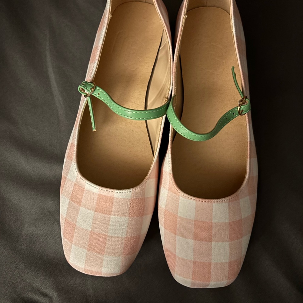 Pink and Green Checkered Women's Shoes